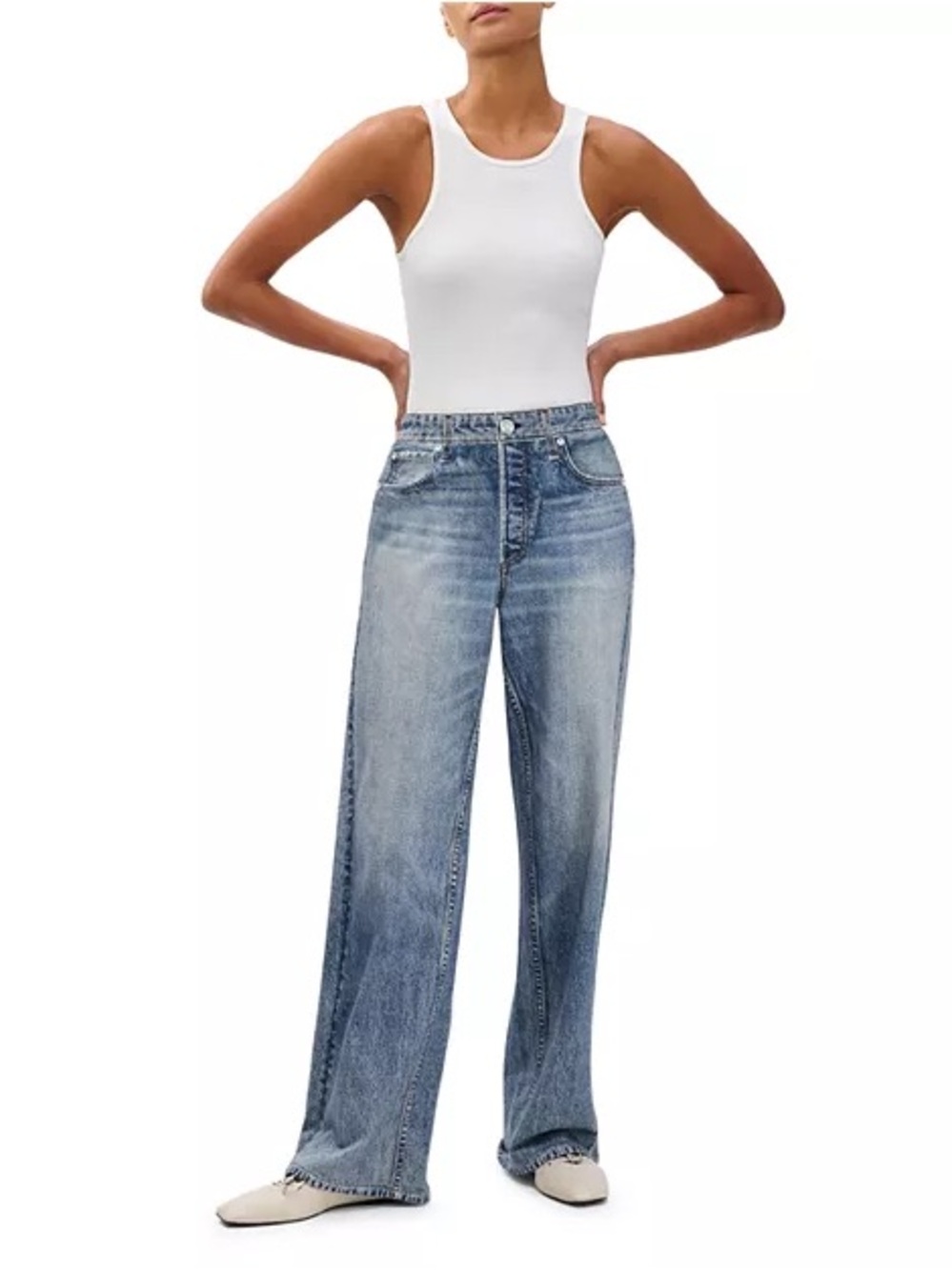Rag and Bone rb Miramar Mid Rise Wide Leg - Picture 2 of 6